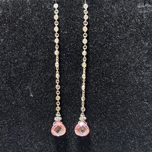 Elegant Pink and Gold Drop Earrings
